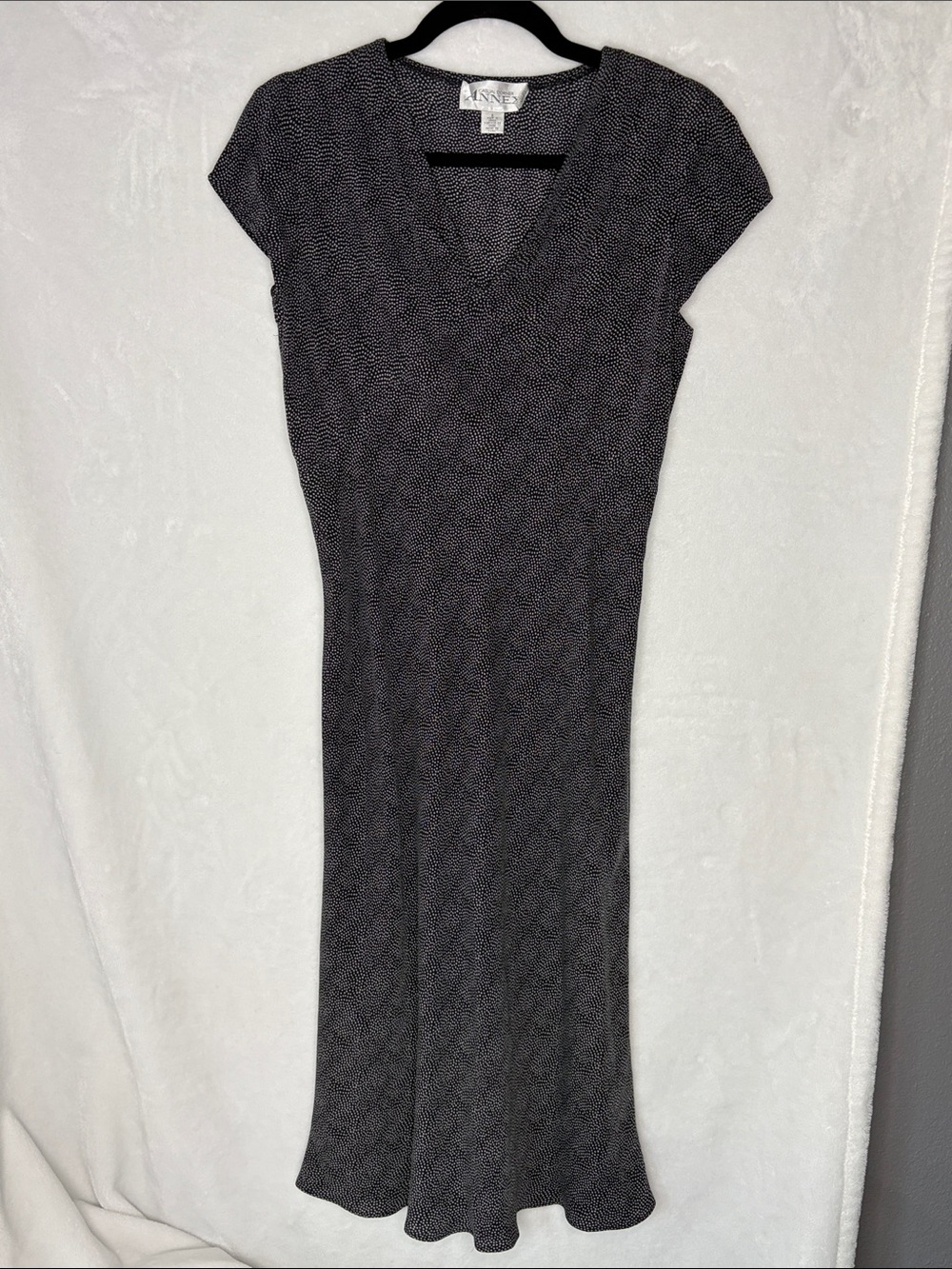 Casual Corner Annex Silk Black Patterned V-Neck Maxi Dress 6